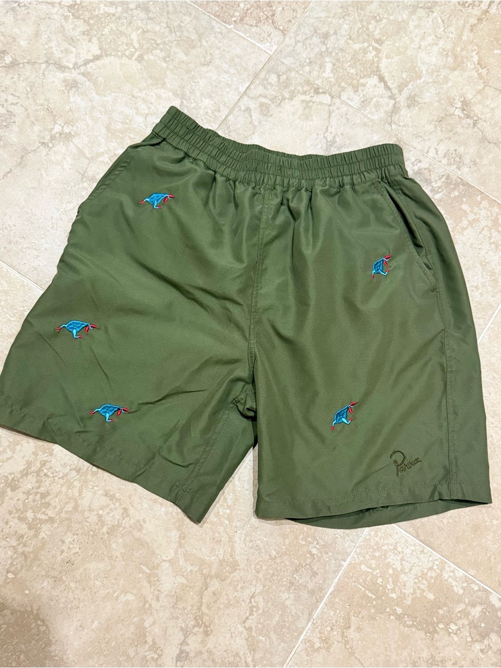 Parra Running Pear Swim Shorts olive green